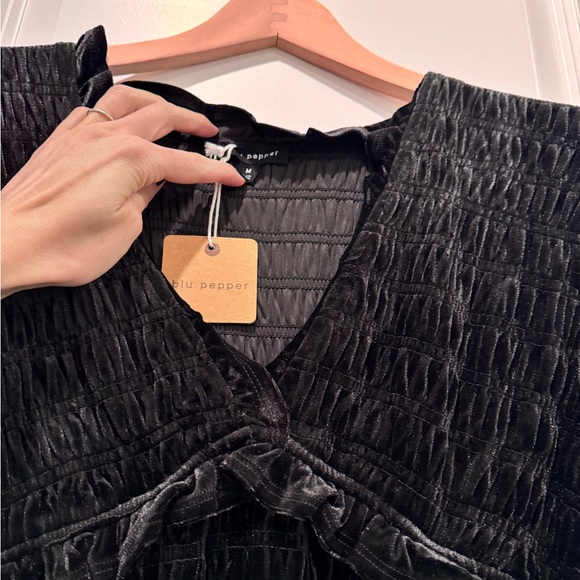 Elegant Black Velvet Dress - Picture 2 of 3